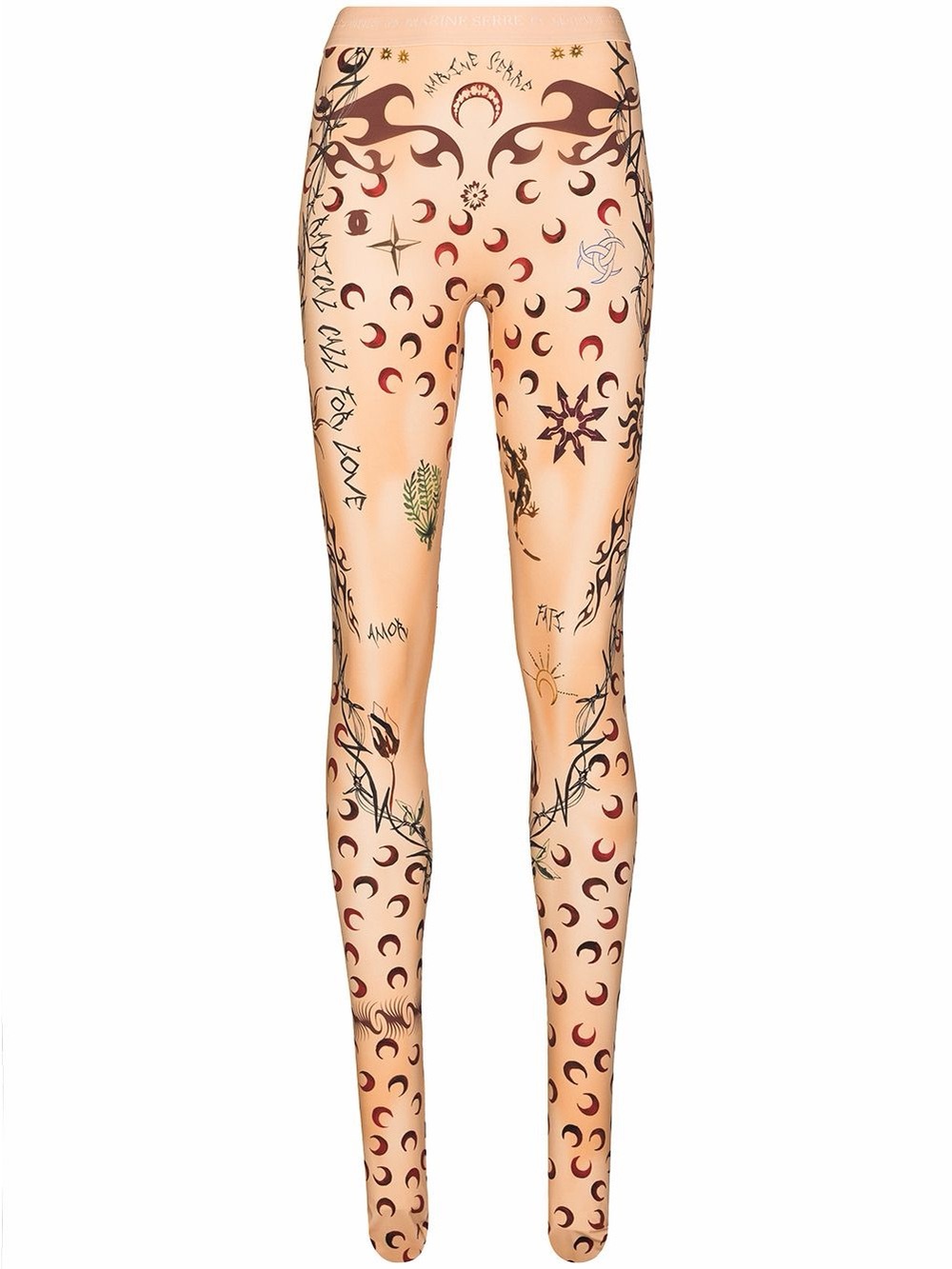 Marine Serre Nude Crescent-Print Leggings